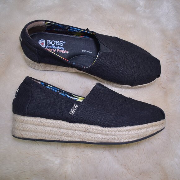 Bob’s from Skechers High Jinx Espadrilles Slip-On Platform Sneakers Size 8.5 Bla - Picture 13 of 13